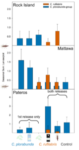 Graph of recovered lacewing larvae from