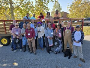 Wagon ride taking veteran farmers to UMES farm demonstrations.