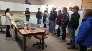 Figure 4. Dr. Wenjing Guan taught cucumber grafting to undergraduate students from Vincennes University at Southwest Purdue Ag Center in Nov. 2017