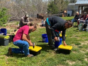 Picture from April 2024 on-Farm Workshop - Farmers Making Vermicompost Bins