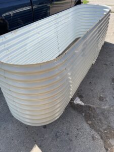 One of the vego beds put together and ready for soil building! Our friends from VIP Services were excited!!!