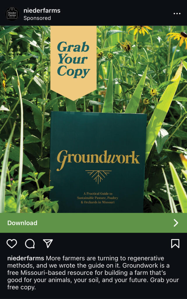 Example of advertisement featuring the book, Groundwork
