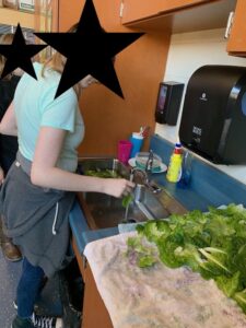 washing lettuce