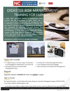 Workshop Flyer Used to Advertise the Workshop to Farmer Participants Robeson  Co. (NC) and Guadalupe Co (TX)