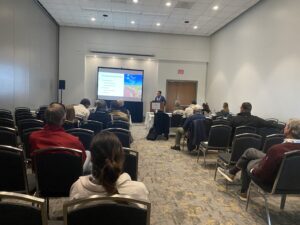 Conference room full of blueberry growers.