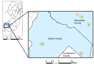 pilot study sites on map