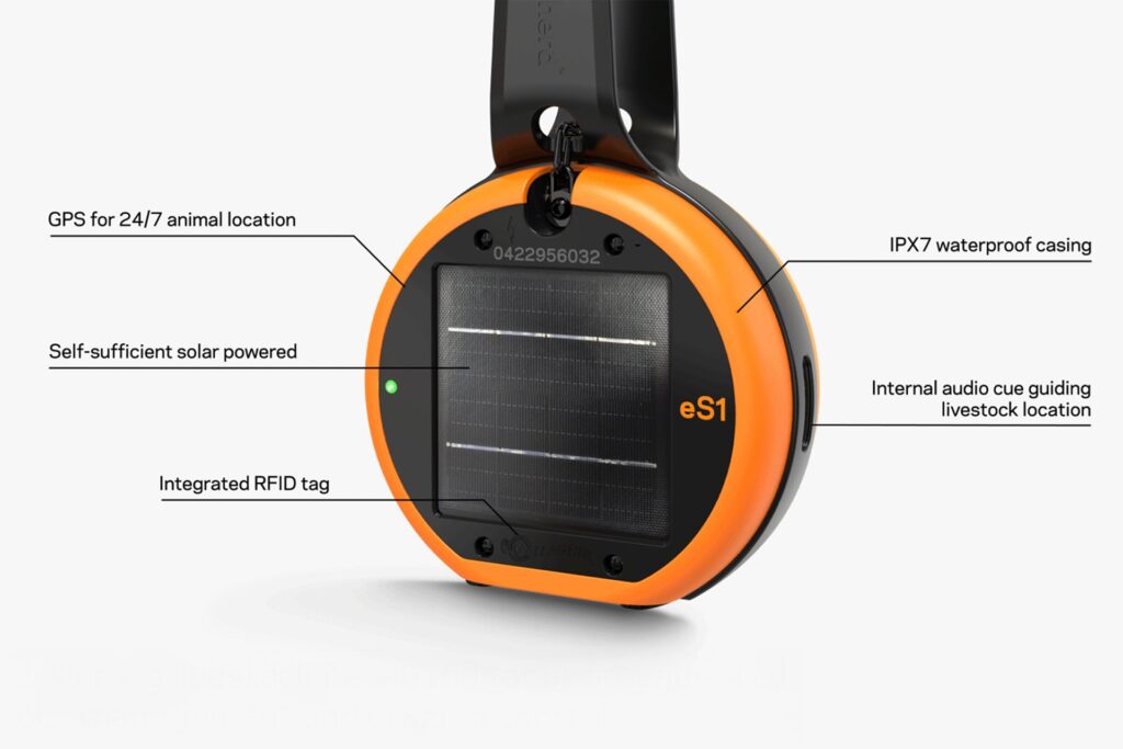 A virtual fence collar for cattle.