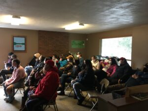 A packed house! Workshop attendees learn about medicinal mushrooms of the Pacific Northwest.