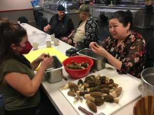 Preparing morels with the elders