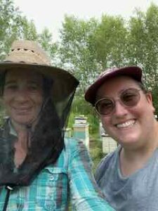 Kate and UVM beekeeping student Lily, 7/14/24