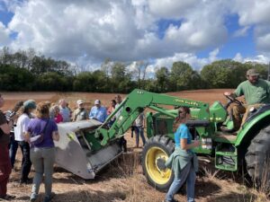 People and tractor