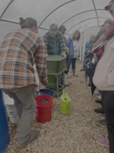 Picture from May 2024 on-Farm Workshop - Farmers making Vermicompost Tea