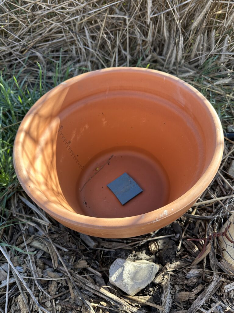 Deployed clay pot irrigator.