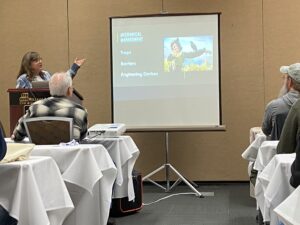 Christine Macknicki presents information on the Alaska Potato Program and how to Control Potato Scab  at the Second Annual Alaska Farm Convention and Trade Show.