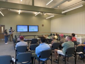 Demonstrating our vision and initial prototype for late water decision making model (LW-DMM) during our bogside workshop on September 7th, 2023. 