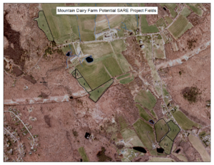 aerial view of Mountain Dairy fields in Mansfield, CT