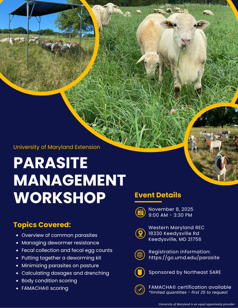 Parasite Management Workshop Flyer with topics and details listed