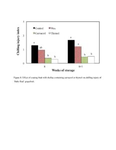 Figure 8. Effect of coating fruit with shellac containing carvacrol or thymol on chilling injury of ‘Ruby Red’ grapefruit.