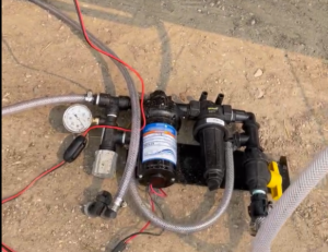 T-Line filter set up with seed treatment nozzle