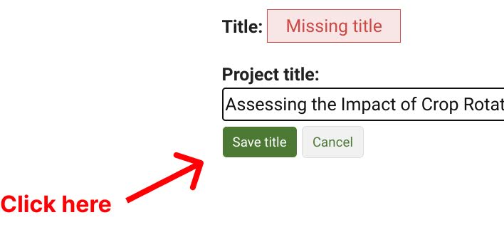 Red arrow points to Save title button