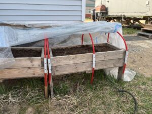 Elevated table raised beds with low tunnel coverings
