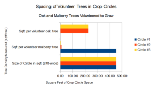 Spacing of Volunteer Trees in Crop Circles: Oak and Mulberry Trees Volunteered to Grow