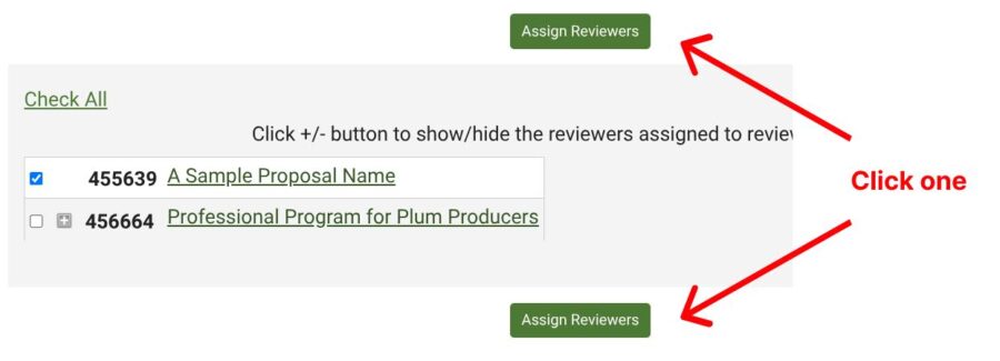 Red arrows point at Assign Reviewers buttons