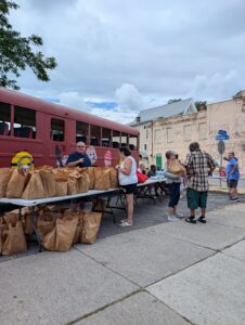 Week 3 distribution site at parking lot of low-income housing in South Buffalo.