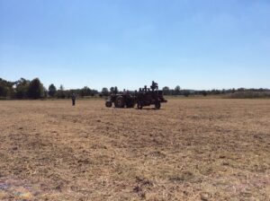 Planting research plots with precision cover crop planter on September 23, 2015