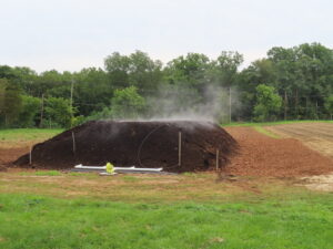 Steaming finished pile.