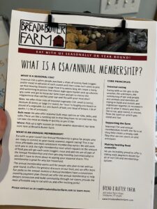 Description of CSA/Annual Membership