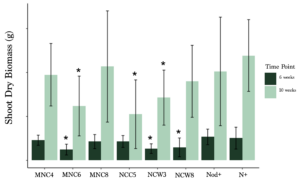 Change in biomass from 6 to 10 weeks