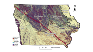 Iowa physiographic regions and hillslope positions crossed by DAPL