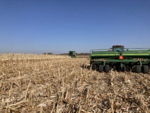 Harvesting Plot and seeding Cereal Rye