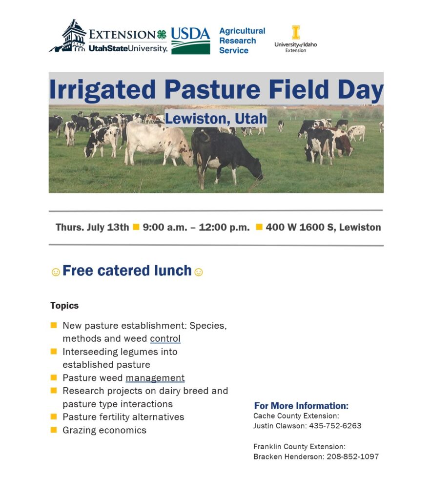 2023 Irrigated Pasture Field Day Flyer