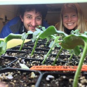 Michael teaching Petra to graft cucurbits!