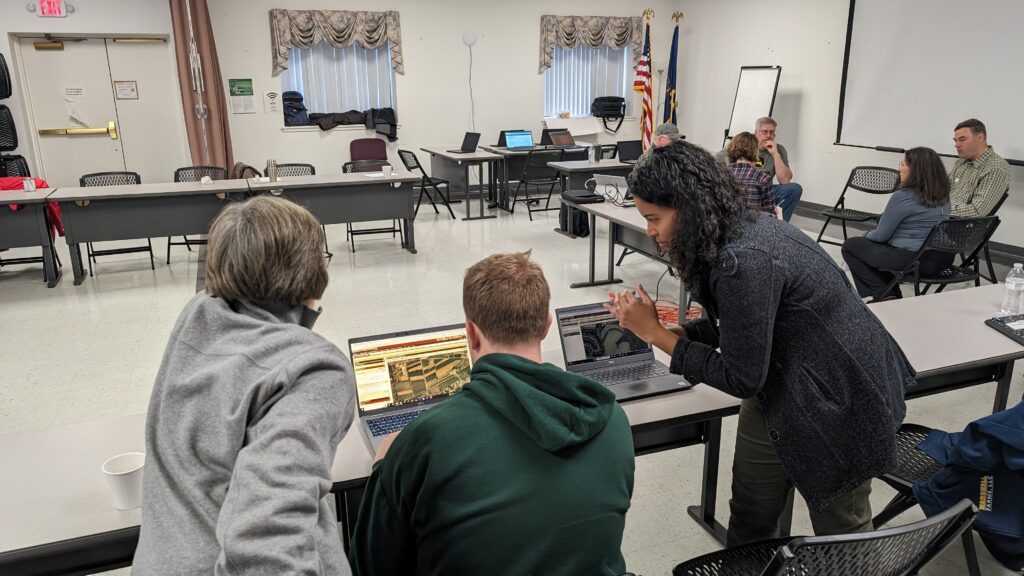 co-learning workshop with farmers providing an explanation of how to use the web soil survey