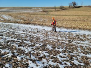 Person seeding prairie