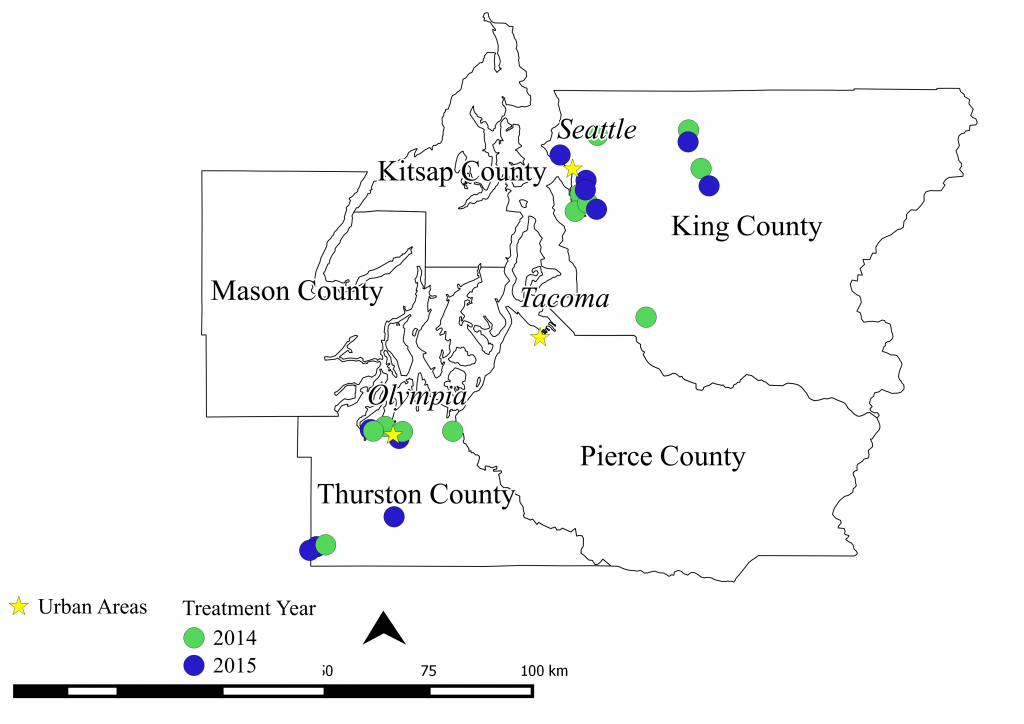 Figure 1. Locations of cavity-nesting habitat during period of experiment. Farms were paired, and treatments were applied in a cross-over design by year.