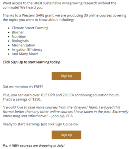 Western SARE email - promo and quote