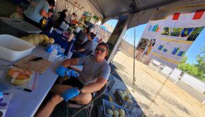 Heinrich di Santo, graduate student, participating at the Fallon Cantaloupe Festival