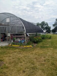 Hoop house for seedling growth at YMCA Giving Grove