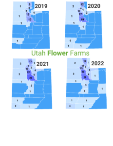 Flower farms by county 2019 to 2022