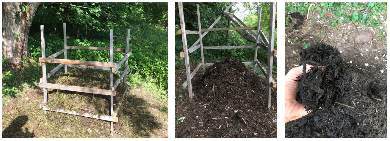 Figure 3 - Intermediate and final stages of farm-produced compost