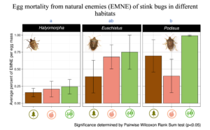 Egg mortality from natural enemies (EMNE) of stink bugs in different habitats 